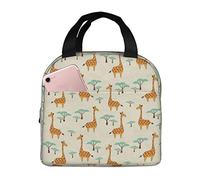 Borsa per il pranzo vintage con giraffa per donne e uomini, graziosa stampa giraffa, contenitore termico con tasca a fronde per lavoro, picnic, viaggi