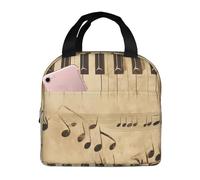 Borsa per il pranzo vintage con note musicali per donne e uomini, tastiera di pianoforte, isolata, a prova di perdite, borsa termica per pasti per lavoro, scuola, picnic, escursionismo