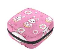 Borsa per il primo ciclo mestruale per donne e ragazze, borsa portaoggetti per assorbenti igienici, custodia portatile per coppette mestruali, graziosa ciambella a forma di coniglio, borsa imbottita