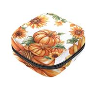 Borsa per il primo ciclo mestruale per ragazze e donne, borsa per assorbenti igienici, sacchetto per coppetta mestruale, motivo zucca girasole del Ringraziamento, supporto per tamponi mestruali