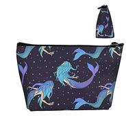 Borsa per il trasporto con cerniera Borsa per trucco cosmetico subacqueo con bellissime sirene, Borsa portaoggetti per articoli da toilette per monete Oxford resistente per donne e ragazze