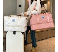 Borsa per il trasporto dei bagagli beige espandibile, leggera e pieghevole, ideale come borsa da weekend, per l ospedale, da viaggio, palestra, laptop, donna e uomo, tipo sacco imbottito, per vacanze,