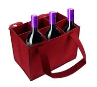 Borsa per il trasporto del vino per 6 bottiglie - Tote in feltro riutilizzabile per vino e champagne, borsa portatile con maniglie, design antistrappo per, Vino rosso, Se référer au descriptif,