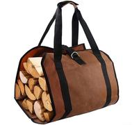 Borsa per il trasporto della legna da ardere per trasloco dalla pila al fuoco, al camino o al riscaldatore esterno, con struttura in tessuto robusto (marrone)