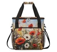 Borsa per il trasporto della macchina da caffè, borsa da viaggio compatibile con K-Mini e K-Mini Plus, custodia portatile per caffè monodose per capsule K-Cup, acquerello, papavero, girasoli,