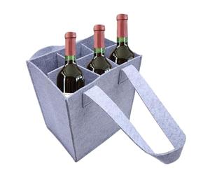 Borsa per il trasporto di bottiglie di vino - Contenitore in feltro per 6 bottiglie | Borsa portatile in feltro per bottiglie di liquore con matrimoni intorno a diverse bottiglie di vino senza paura