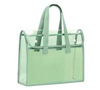 Borsa per il trasporto di file in PVC trasparente a doppio strato, organizer per documenti di grande capacità, borsa per libri portatile per ufficio, scuola, viaggi, grande capacità cartella