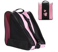 Borsa per il trasporto di pattini da esterno in nylon traspirante per pattini a rotelle e dispositivi di protezione in un unico posto (rosa)
