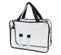 Borsa per il trasporto trasparente, grande, impermeabile, trasparente, borsa da toilette spessa, chiusura lampo in PVC, organizzatore cosmetico, contenitore da spiaggia, accessorio da viaggio,