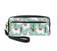 Borsa per il trucco 20 x 5,5 x 8,5 cm, borsa da bagno colorata con piume leggere per uomini e donne, Cactus Cartoon Alpaca