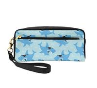 Borsa per il trucco 20 x 5,5 x 8,5 cm, borsa da bagno colorata con piume leggere per uomini e donne, Carino Squali Cartoon