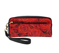 Borsa per il trucco 20 x 5,5 x 8,5 cm, borsa da bagno colorata con piume leggere per uomini e donne, Grande molte rose