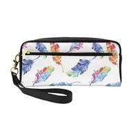 Borsa per il trucco 20 x 5,5 x 8,5 cm, borsa da bagno colorata con piume leggere per uomini e donne, Piuma leggera colorata