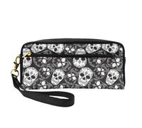 Borsa per il trucco 20 x 5,5 x 8,5 cm con teschio peloso, per uomini e donne, Teschio Complesso Nero