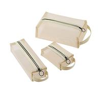Borsa per il trucco 3 pezzi Borsa da toilette trasparente in filato netto Prodotti per la cura della pelle Borsa organizer multifunzione Borsa cosmetica per donna Porta pennelli da trucco portatile,