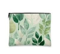Borsa per il trucco a foglia, borsa da viaggio per cosmetici con motivo botanico verde per donne, piccola borsa portatile in tela con cerniera, regalo per festival, borsa da toeletta per la cura della