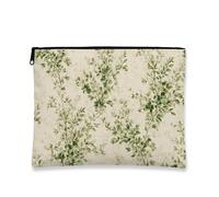 Borsa per il trucco a foglia, borsa da viaggio per cosmetici vintage botanica verde per donne, piccola borsa portatile in tela con cerniera, organizer per articoli da toeletta ispirati alla natura