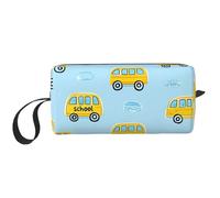 Borsa per il trucco a forma di autobus dei cartoni animati, organizer da viaggio resistente all'acqua per donne e uomini, custodia per cosmetici per auto carina con cerniera, piccola borsa per