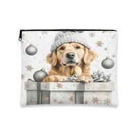 Borsa per il trucco a forma di cane, borsa per le vacanze festive, organizer portatile per cosmetici da viaggio, borsa da toilette invernale per la cura della pelle, 17,8 x 22,9