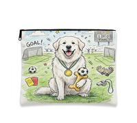 Borsa per il trucco a forma di cane dei Pirenei, graziosa borsa da viaggio per donne, regali per ragazze, organizer portatile in tela con cerniera per animali domestici, 17,8 x 22,9 cm