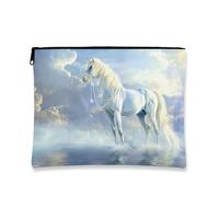 Borsa per il trucco a forma di cavallo magico, borsa da viaggio DreamyCosmetic per donna, organizer portatile in tela con cerniera, regalo per festival, borsa per la cura della pelle, 7x9 pollici