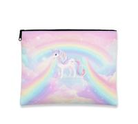Borsa per il trucco a forma di cavallo magico, borsa da viaggio per cosmetici arcobaleno da sogno per ragazze, organizer portatile in tela con cerniera, regalo divertente per compleanni, 7x9 pollici