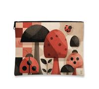 Borsa per il trucco a forma di coccinella, pochette da viaggio retrò rossa e nera per cosmetici da donna, organizer portatile in tela con cerniera, regalo per la festa di primavera, 7x9 pollici
