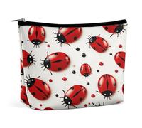 Borsa per il trucco a forma di coccinella rossa, borsa per il trucco da viaggio portatile, borse per cosmetici, borsa con cerniera, piccola borsa da toilette per donna