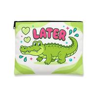 Borsa per il trucco a forma di coccodrillo, borsa da donna con cerniera verde, organizer portatile per cosmetici da viaggio, borsa da toilette estiva per la cura della pelle, Verde scuro, 7x9 Inch