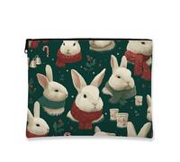 Borsa per il trucco a forma di coniglio, borsa da viaggio per cosmetici vintage da donna, piccola borsa portatile in tela con cerniera, borsa da toilette per la cura della pelle delle vacanze, Verde