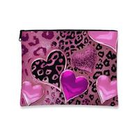 Borsa per il trucco a forma di cuore, borsa da viaggio per cosmetici con stampa di animali pesca, borsa da viaggio per donne, piccola borsa portatile in tela con cerniera, elegante borsa da toilette