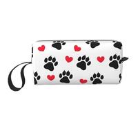 Borsa per il trucco a forma di cuore con impronte di zampe, resistente all'acqua, organizer da viaggio per donne e uomini, custodia per cosmetici con cerniera, piccola borsa portatile per attrezzi