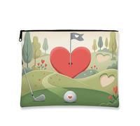 Borsa per il trucco a forma di cuore di San Valentino, graziosa borsa cosmetica a tema amore per donne, piccola borsa portatile in tela con cerniera, borsa da viaggio romantica, Rosso, 7x9 Inch, Cuore