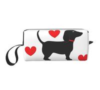 Borsa per il trucco a forma di cuore, impermeabile, da viaggio, organizer per articoli da toeletta per donne e uomini, bassotto, con cerniera, piccola borsa per attrezzi portatile