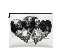 Borsa per il trucco a forma di cuore, in pizzo nero, romantica, da viaggio, per donne, piccola borsa portatile in tela con cerniera, borsa da toilette regalo per San Valentino, nero, 7x9 Inch, Borsa