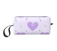 Borsa per il trucco a forma di cuore, resistente all'acqua, organizer da viaggio per donne e uomini, custodia per cosmetici a forma di cuore viola, con cerniera, piccola borsa per attrezzi portatile