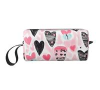 Borsa per il trucco a forma di cuore, resistente all'acqua, organizer da viaggio per donne e uomini, per San Valentino, con cerniera, piccola borsa per attrezzi portatile