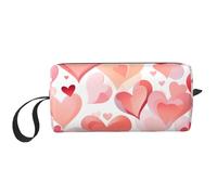 Borsa per il trucco a forma di cuore rosa resistente all'acqua da viaggio organizer per articoli da toeletta per donne e uomini di San Valentino custodia per cosmetici con cerniera piccola borsa
