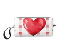 Borsa per il trucco a forma di cuore rosa resistente all'acqua organizer da viaggio per donne uomini San Valentino cosmetici custodia con cerniera piccola borsa portatile per attrezzi