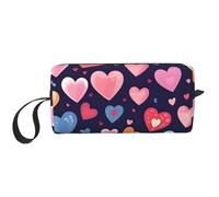 Borsa per il trucco a forma di cuore rosso rosa resistente all'acqua organizer per articoli da toeletta da viaggio per donne uomini romantico sacchetto cosmetico con cerniera piccola borsa portatile