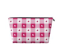 Borsa per il trucco a forma di cuore scozzese rosa acceso, borsa da viaggio per articoli da toeletta borsa per il trucco da donna, borsa per il trucco in pelle, borsa per il trucco, Argento, Taglia