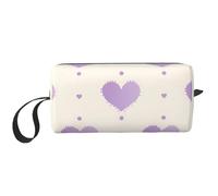 Borsa per il trucco a forma di cuore viola resistente all'acqua organizer da viaggio per donne uomini Love Dot Cosmetic Storage Pouch con cerniera piccola borsa portatile per attrezzi
