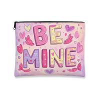 Borsa per il trucco a forma di cuori per San Valentino, graziosa e giocosa pochette per cosmetici da donna, organizer portatile in tela con cerniera, regalo romantico per gli innamorati, 7x9 pollici