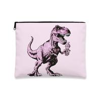 Borsa per il trucco a forma di dinosauro, con tirannosauro di pesche, astuccio da viaggio per donne, organizer portatile in tela con cerniera, regalo divertente, per la cura della pelle, per feste di
