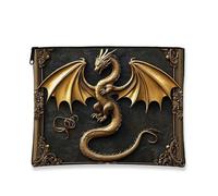 Borsa per il trucco a forma di drago, borsa da viaggio in stile medievale per donne, piccola borsa portatile in tela con cerniera, regalo per festival e articoli da toeletta per la cura della pelle