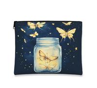 Borsa per il trucco a forma di farfalla, borsa da viaggio artistica vintage per donne, borsa portatile in tela con cerniera, organizer da toeletta, elementi essenziali da viaggio per cielo notturno
