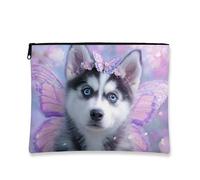Borsa per il trucco a forma di farfalla, viola con farfalla floreale, borsa da viaggio per donne, piccola borsa portatile in tela con cerniera, regalo per lei, borsa da toilette per festival