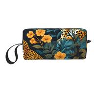 Borsa per il trucco a forma di fiore di ghepardo, organizer da viaggio resistente all'acqua, per donne e uomini, leopardo, borsa per cosmetici con cerniera, piccola borsa portatile per attrezzi