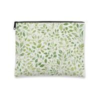 Borsa per il trucco a forma di foglia, borsa da viaggio cosmetica tropicale per donne, piccola borsa portatile in tela con cerniera, organizer per articoli da toeletta a tema naturale, Verde, 7x9 Inch