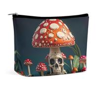 Borsa per il trucco a forma di fungo misterioso scheletro per donna, portatile, cosmetica, impermeabile, estetica, da viaggio e da lavoro.